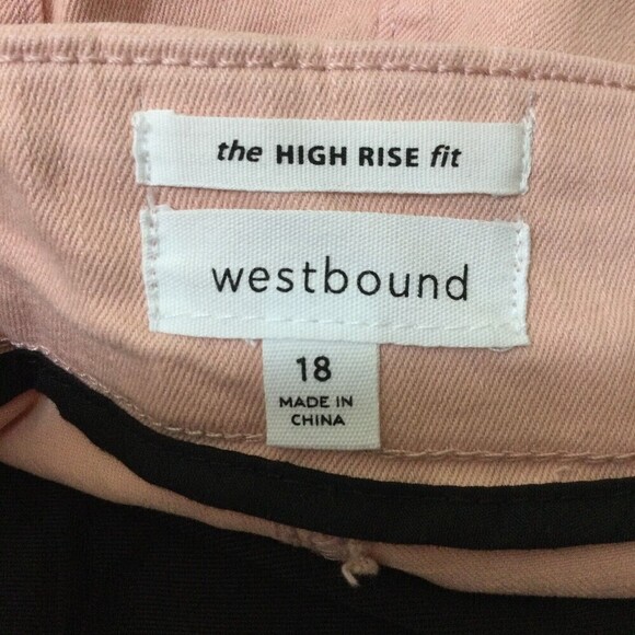 Westbound The High Rise Fit Skinny Cropped Denim Jeans Pants Pull On Pink Sz 18 - Picture 4 of 7